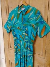Vintage Mandy Marsh Size 16 Dress Pleated Elasticated Waist Retro Patterned 