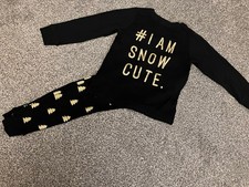 Next kids Unisex Christmas pyjamas  with gold writing lam snow cute Age 6-7 yrs