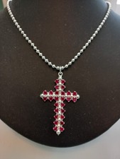 Stunning Diamante Cross Necklace  With BALLS.