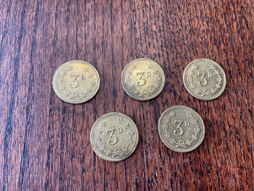 Victorian threepence tokens - victorian, 3d