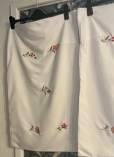 Pair White Floral Embroidered