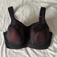 Panache Sports Bra 28FF Black Burgundy Red Lace Underwire Moulded Support Coral