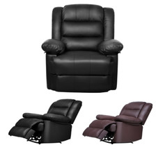 MANUAL PU LEATHER RECLINER ARMCHAIR SOFA HOME LOUNGE CHAIR RECLINING GAMING