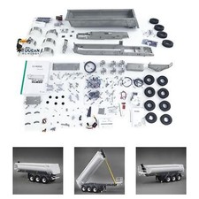 Metal 3Axles Hydraulic Dump Trailer 1/14 LESU Kit for RC Tractor Truck