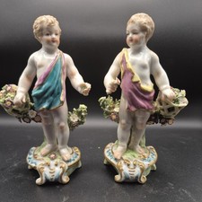 Antique Chelsea 1756- 1769 Figures Of Boy Flower Pickers Gold Anchor Mark 5.75in