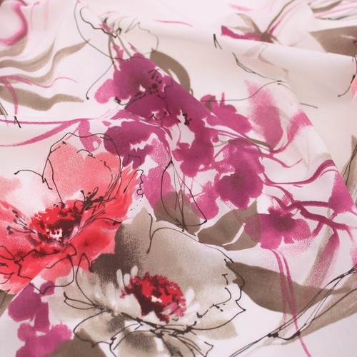 Sketched flowers cotton - sketched, lawn