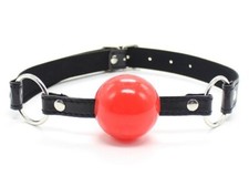Dungeon Restraint Faux Leather Soft Solid Red Cherry Like Ball Gag Head Hood