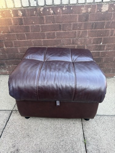 Leather burgundy brown - brown, ottoman