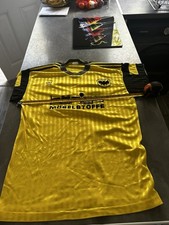 Vintage Adidas Ventex Football Shirt Large Yellow Black Retro Jersey Rare #12