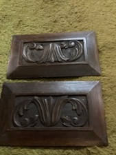 Nice Pair Of Wooden Carved Plaques
