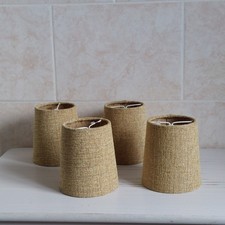 Yellow Fabric Clip On Shade X4 Bell Rustic H 13.5cm Textured Upholstery Fabric