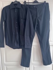 Men Formal Black Slim  Trousers 34/31R NEXT+ Shirt 14.5 PRIMARK