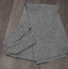 Embellished grey knitted scarf