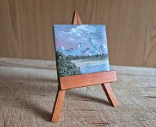 Stunning Miniature Painting on a tile With Easel.  Hand Paint By Carol Walter