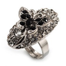 Oval Diamante Butterfly Ring