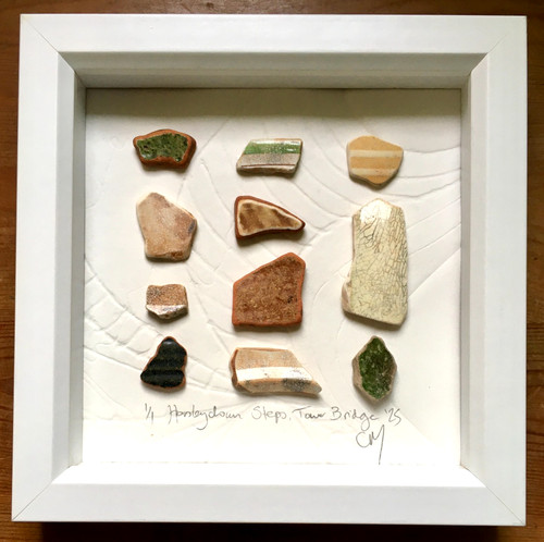 Framed mudlarking pottery - framed,