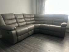 Grey Leather Recliner Sofa