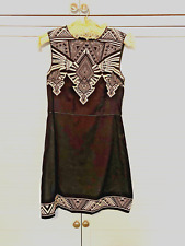 Oasis Black & Cream Aztec Print Dress – Size 10 – Sleeveless & Embossed Fabric!