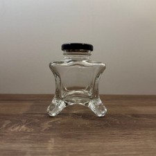 Vintage Glass Inkwell Storage Jar Mod Dep Screw Top Faceted Clear Bottle 9cm