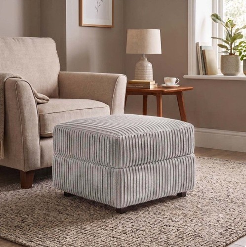 Silver fabric footstool - silver,