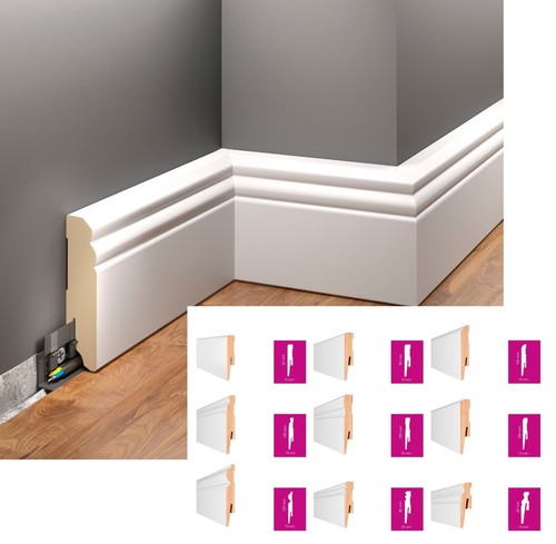 Mdf white skirting board - board,