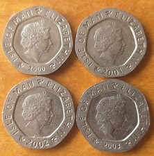 Isle of Man 4 x 20p coins (2000-2003) - Rushen Abbey