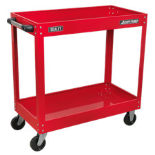 Sealey CX105 Steel Workshop Garage Tool Parts Storage Trolley Cart 2 Level Red