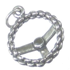 Chain Steering Wheel sterling silver charm .925 x 1 Cars charms