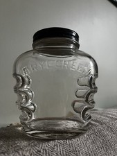Vintage Embossed Glass Brylcreem Jar/Bottle With Lid - Engraved on Bottom