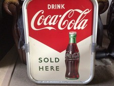 COCA-COLA VINTAGE DOUBLE SIDED ORIGINAL TIN SIGN, 1950’s 23”HIGH X 17.5” WIDE,