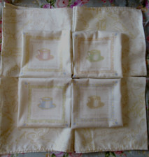 8 Matching Marks & Spencer Cotton Napkins Cream Cup & Saucer Design