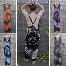 Tie dye dungarees one piece romper hippy hippie boho festival bohemian jumpsuit