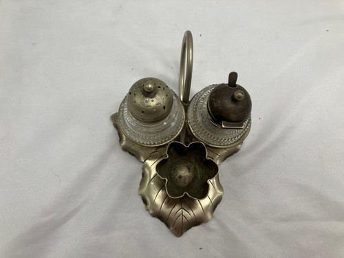Antique brass glass cruet - brass,