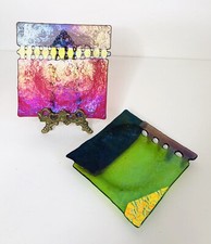 Set 2 SIGNED Art Glass