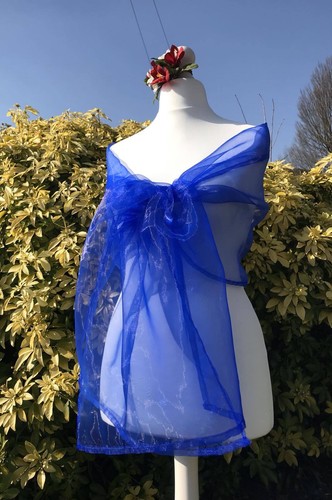 Royal blue organza - blue, shawl