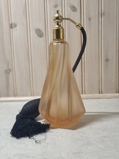 Large Vintage Art Deco Peach Pink Glass Perfume Bottle with Atomiser 21cm High