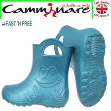 Kids Boys Girls Camminare Rainy Wellies Wellingtons Boots METALLIC BLUE