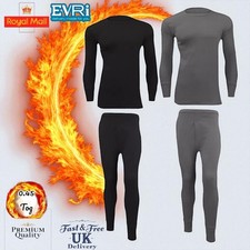 Mens Thermal Long Johns Top Bottom Set Cotton Underwear Warm Vest Base layer Set