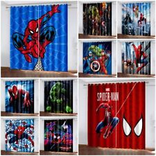 Boys Marvel Spiderman Hulk 3D Thick Blackout Curtains Thermal Ring Top Eyelet UK