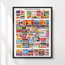 Retro British Sweets Chocolate Art Print Poster Wall Picture 1950s 1960s 1970s
