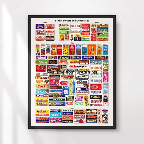 Retro british sweets - british,