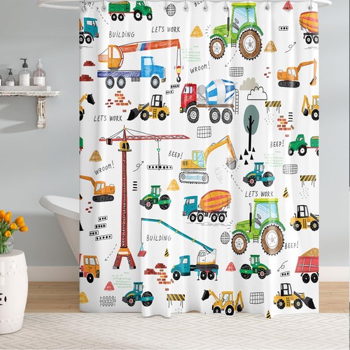 Excavator shower curtain - excavator,