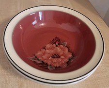 Denby Damask 8” Soup/Cereal Bowls Floral Pink Imprint – Set of 2 Vintage 122-D