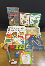 Lot of Richard Scarry 6 Hardcover Paperback Vintage Books 6 Toys 1 Plush Lot