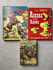 3 Vintage Cowboy/Western Books, Annuals, Roy Rogers, The Eagle, The Tip Top 1953