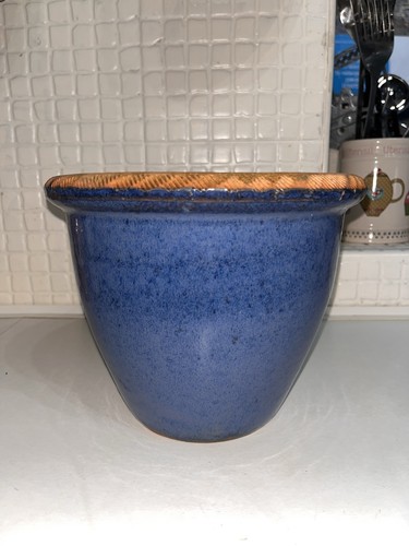 Blue glazed ceramic - ceramic, pot