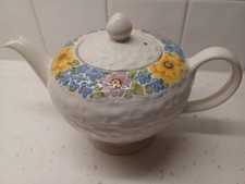 Vintage Sadler Made in England China 1pt Basket weave floral Teapot