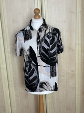 Zara Women's Black & White Casual Lightweight Short Sleeve Top Ladies Size Large