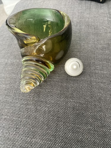Glass conch shell green and - conch,