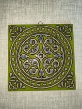 Vintage Green Ceramic Decorative Wall Tile H & R Johnson